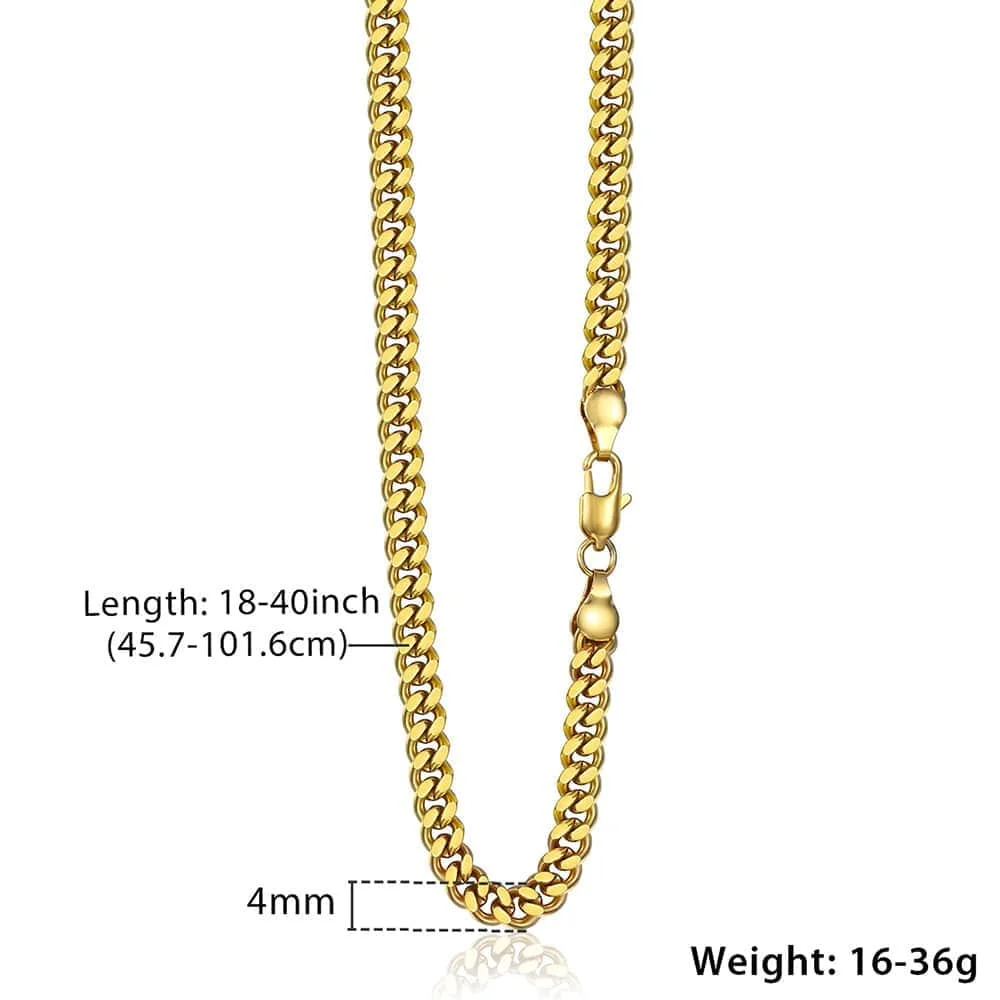 Ожерелье из кубинской цепи с золотым покрытием 4 мм GN32 | Украшения и аксессуары