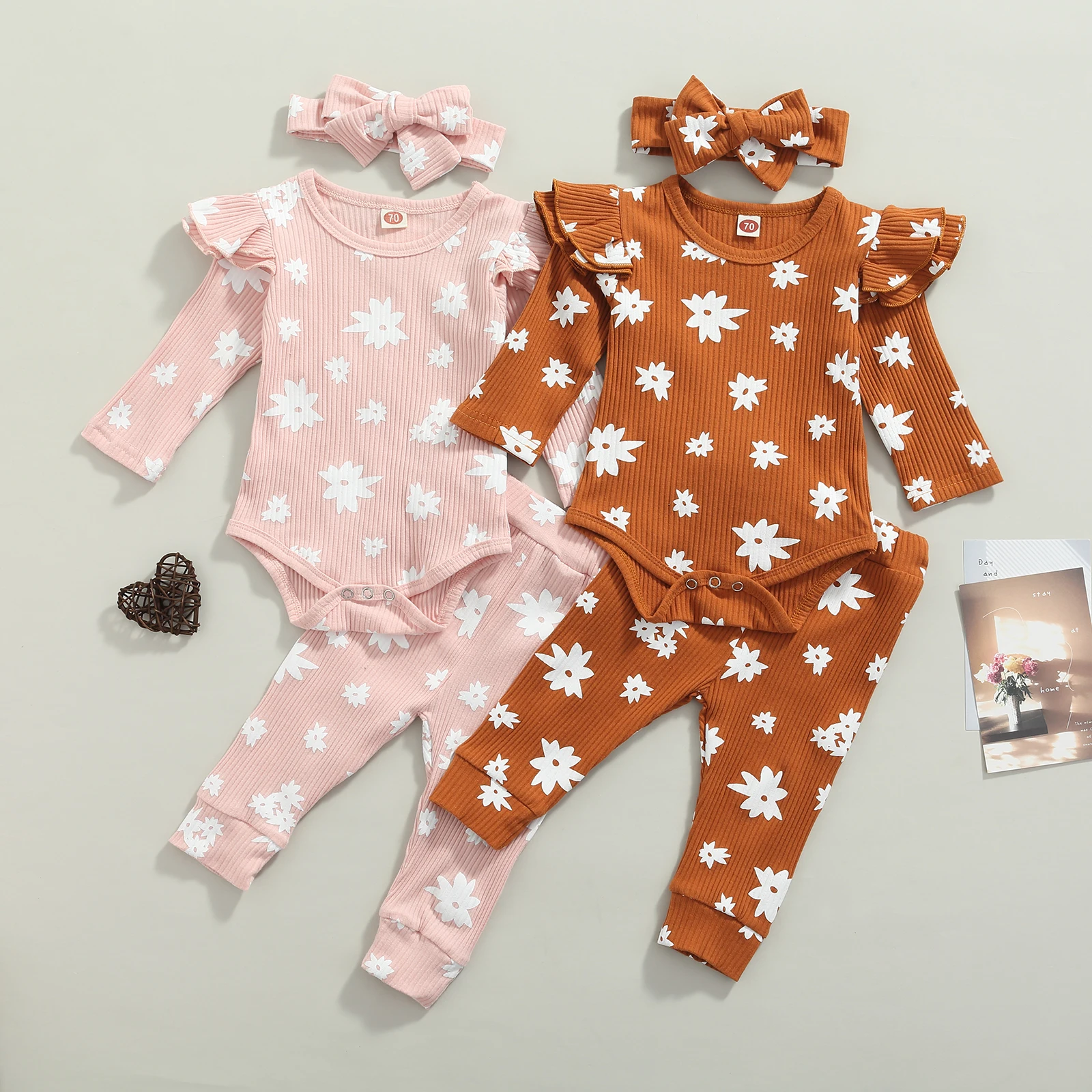 

Ma&Baby 0-18m Newborn Infant Baby Girls Clothes Set Knitted Outfits Flower Long Sleeve Romper Pants Autumn Clothing Outfits DD40