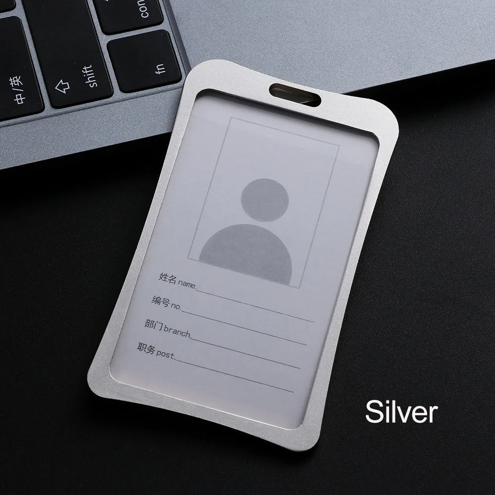 030 SILVER 1 шт. держатели именных карточек из алюминиевого сплава для работы визитная карточка ID бейдж талреп держатель горячий вертикальный металлический ID деловой чехол - Цвет: 030 SILVER