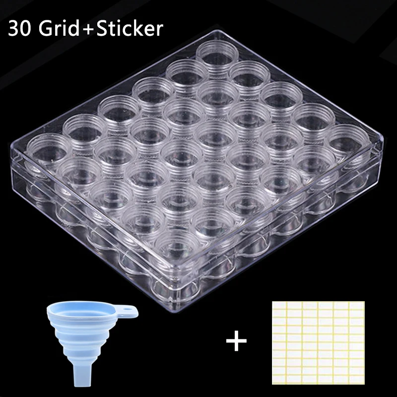 

Регулируемая прозрачная коробка с 30/60 отверстиями для алмазной живописи, аксессуары, ящик для хранения ювелирных изделий, инструментов для ...