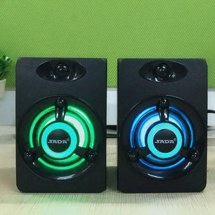 Высокое качество семь цветов Atmoaphere огни Портативный USB стерео сабвуфер громкоговоритель звуковой ящик для psp компьютер телефон DVD ТВ