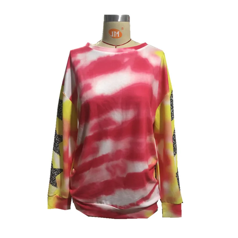 BKLD 2021 New Plus Size Women Clothing Casual Crewneck Sweatshirt Loose Harajuku Streetwear Long Sleeve Tie Dye Printing Hoodies