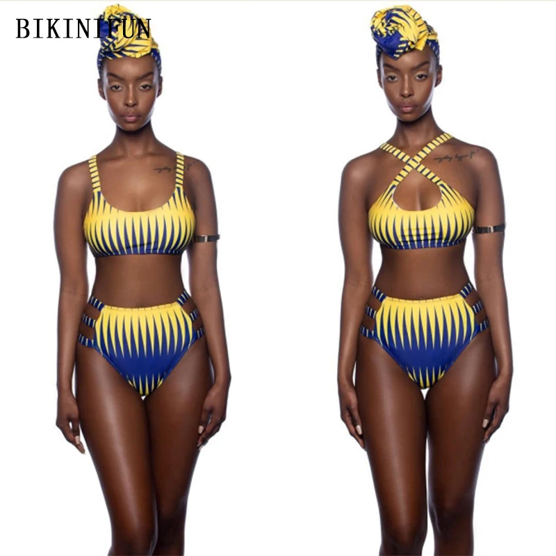 Новое сексуальное красочное полосатое бикини женский Африканский Стильный