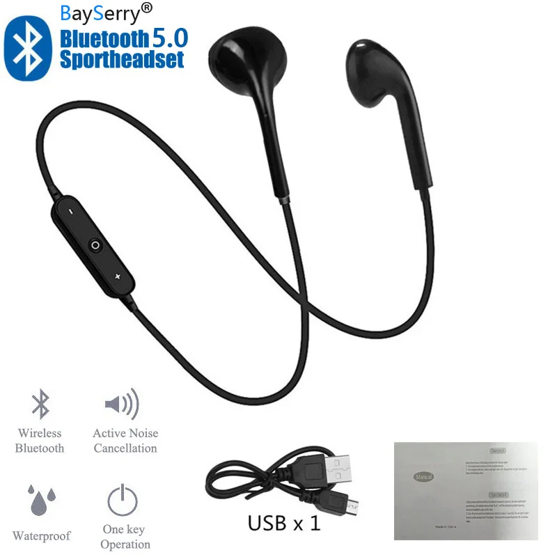 Беспроводные наушники S6 спортивные шейные с линейным управлением Bluetooth