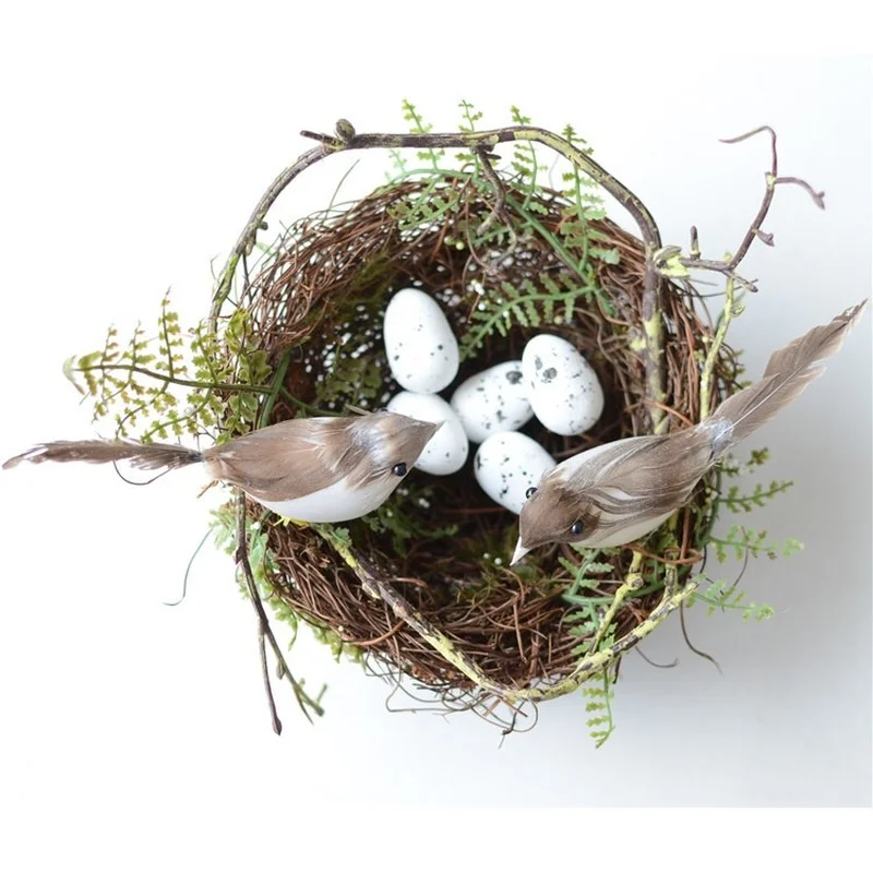 Искусственное Птичье гнездо настольное украшение фотография природа 13 см круг