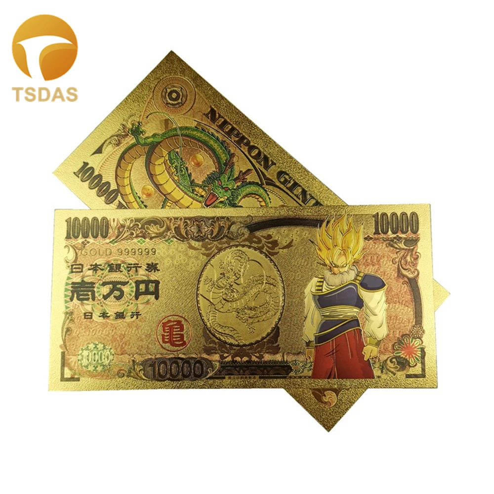 Японские банкноты Дракон 10000 иен Позолоченные для классической коллекции памяти