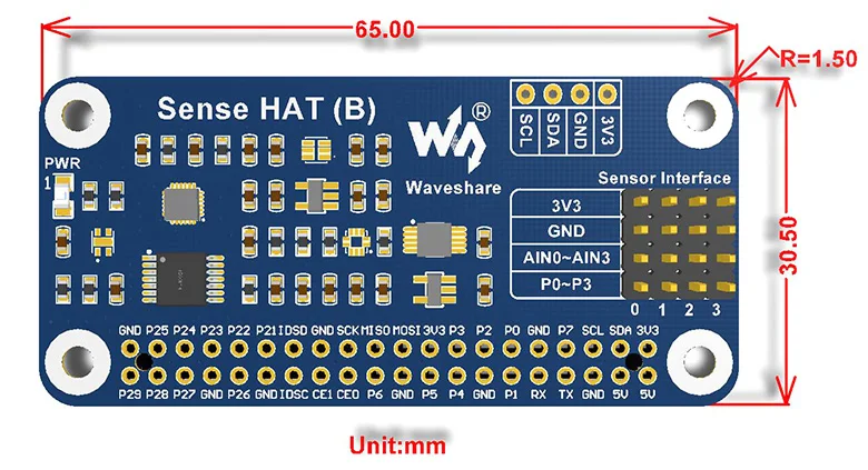 Sense HAT (B) For Raspberry Pi Onboard Multi Powerful Sensors Supports External | Электроника