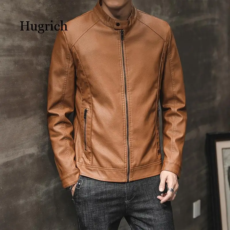 

Осенне-зимняя новая стильная кожаная мужская модная повседневная куртка корейская мода тонкая и красивая мотоциклетная кожаная куртка
