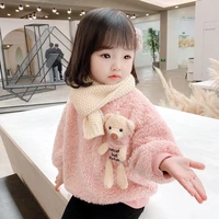 1 2 3 4 5 6 year baby girls sweatshirt spring autumn warm fleece tops cute bear pullover childrens sweater toddler girl clothes