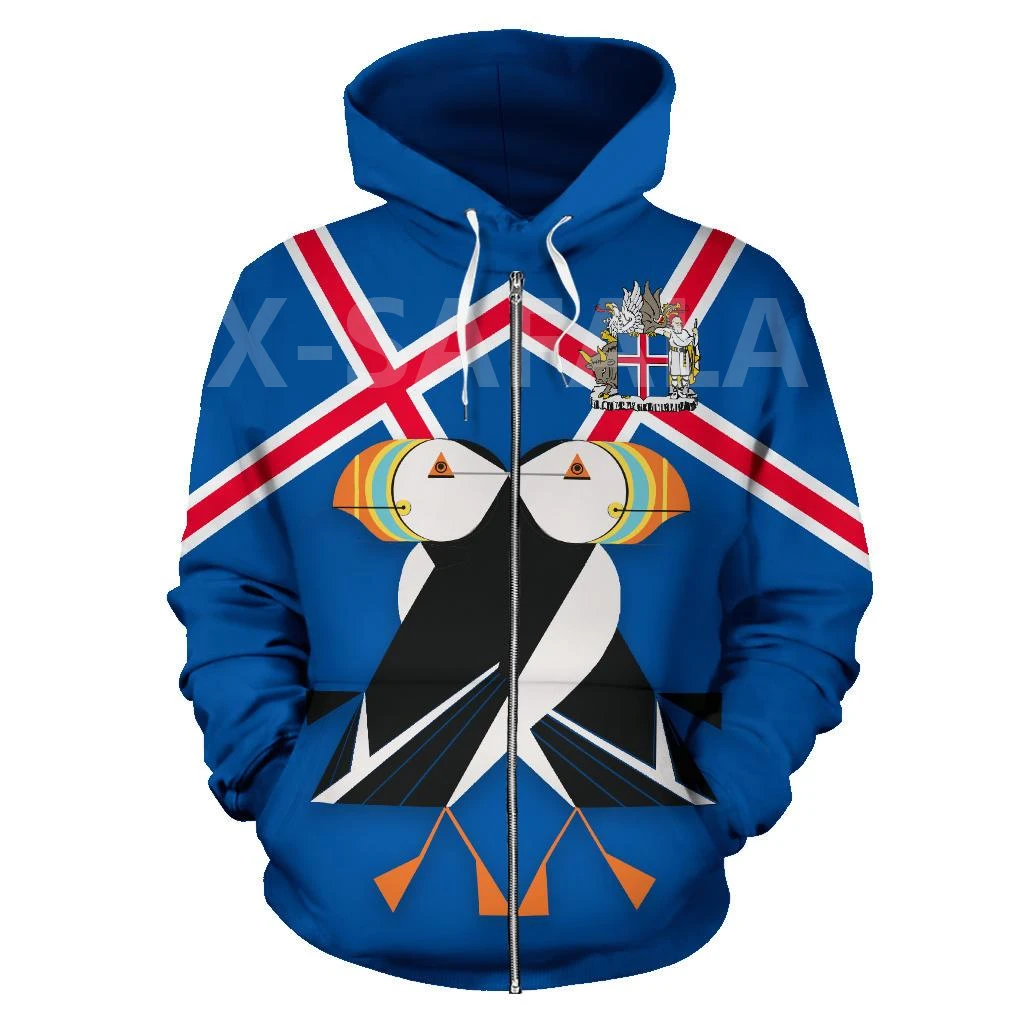 

X-Safala Island Viking Flag Puffin 3D All Printed Hoodie Man Women Harajuku Outwear Zipper Pullover Sweatshirt Casual Jacket