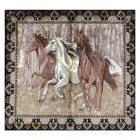 3x2 3 three horses hand made tapestry silk carpet decation wall room gift
