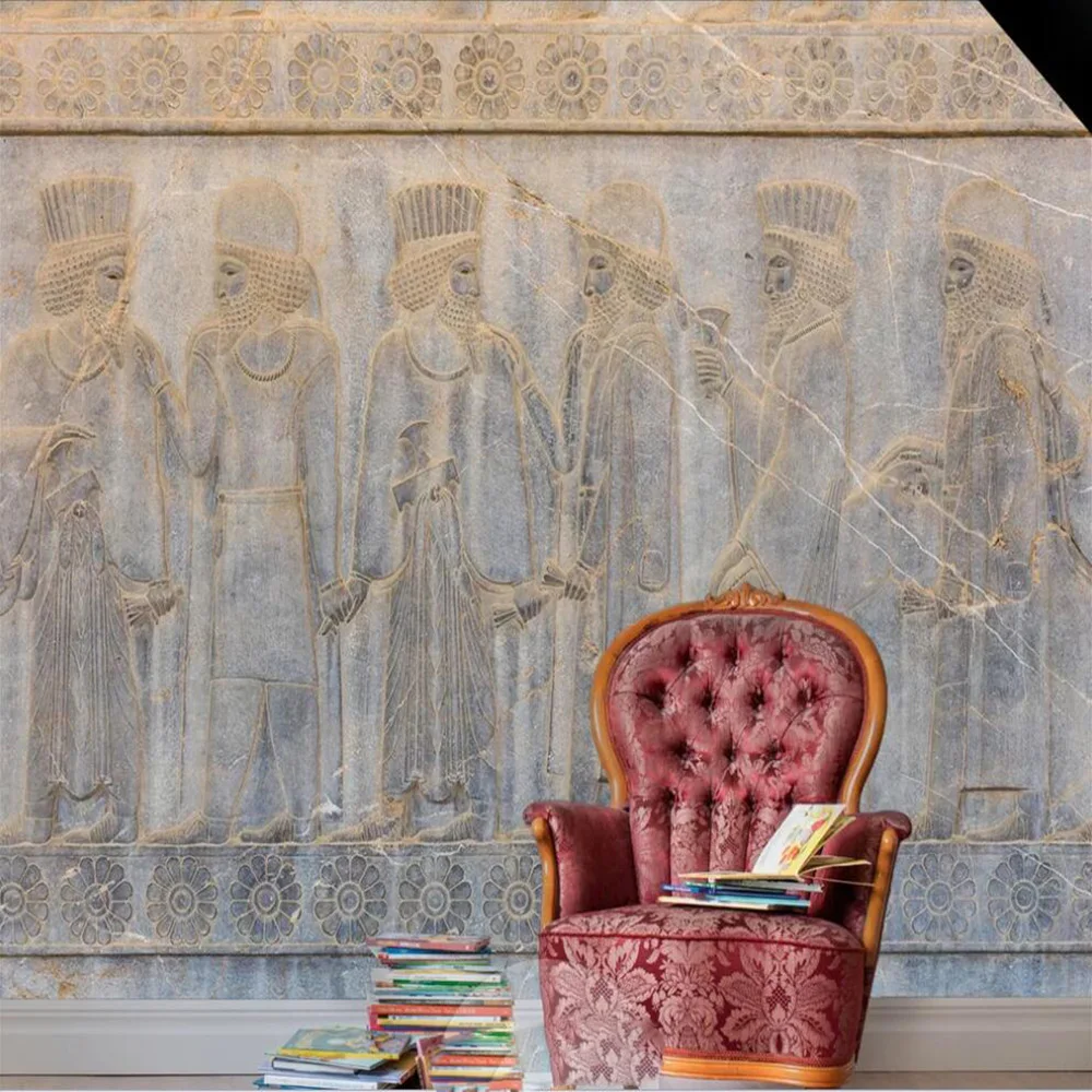 

Milofi custom 3D wallpaper mural retro marble pattern European classical relief background wall living room bedroom decoration p