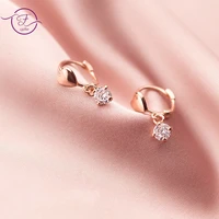 sterling silver 925 hoop earrings love heart zircon earrings fashion single diamond sweet temperament earrings for women