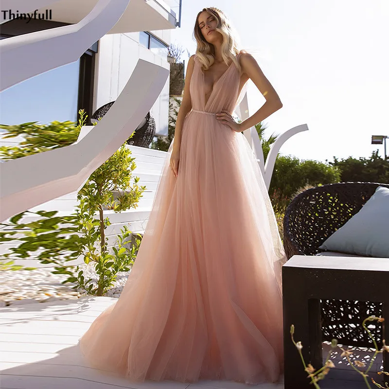 

Женское свадебное платье It's yiiya, розовое ТРАПЕЦИЕВИДНОЕ ПЛАТЬЕ ИЗ ТЮЛЯ С V-образным вырезом и открытой спиной на лето 2021