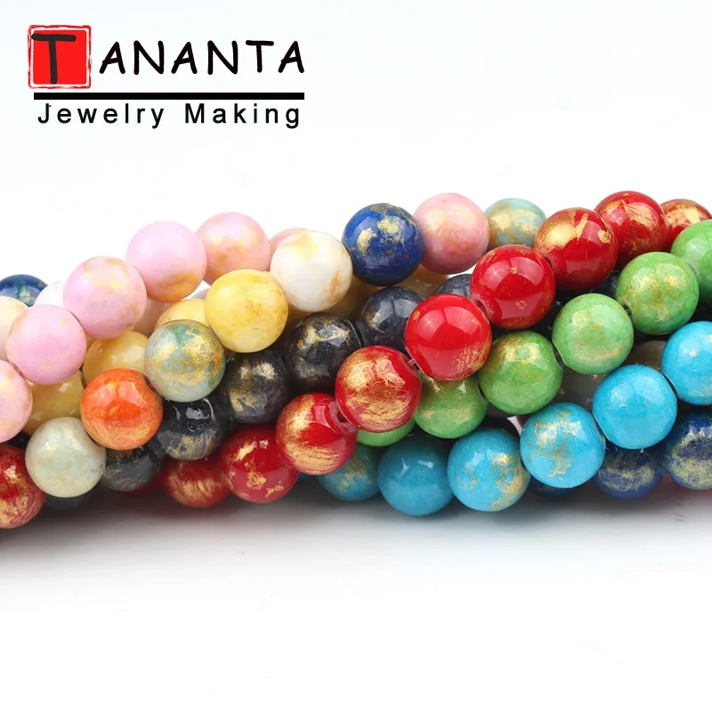 Золотистые нефритовые бусины из натурального камня для самостоятельного