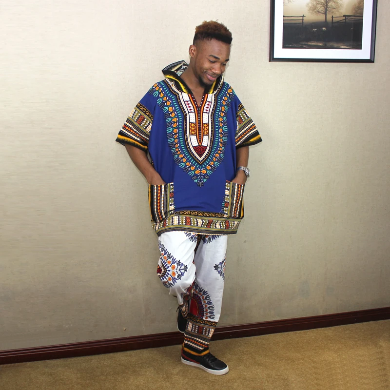 Винтажный Свободный Топ из 100% хлопка для мужчин рубашка Dashiki с принтом в