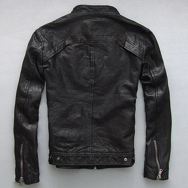 

European and American Appear Mens Automotive Leather Jackets Plus Size 5XL Punk Style Mens Real Leather Jacket Streetwear C1680
