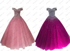Элегантное ярко-розовое Тюлевое бальное платье с открытыми плечами 2022, бальное платье для Quinceanera, вечернее официальное платье с фотоэлементами