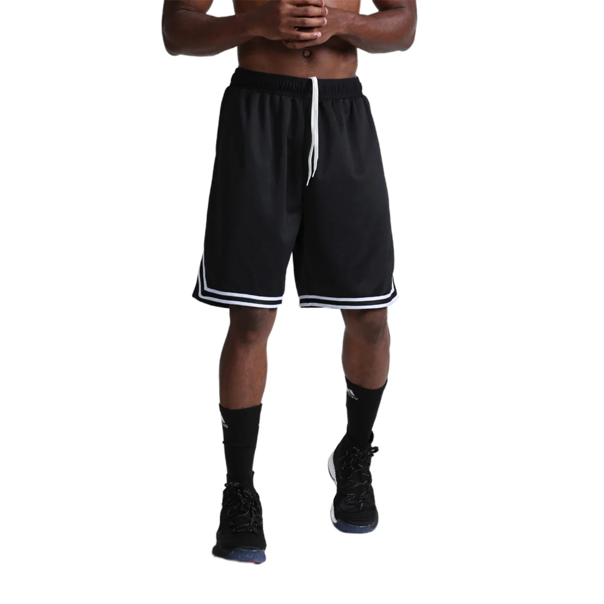 

Men's Gym Workout Shorts Bodybuilding Drawing Straps Weightlifting Squatting Short Zipper Pockets Fitted Jogging Pants