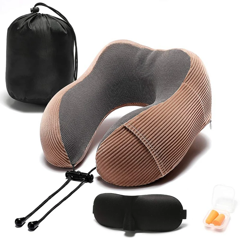 Лучший коричневая дорожная подушка из пены с эффектом памяти 360 градусов головка