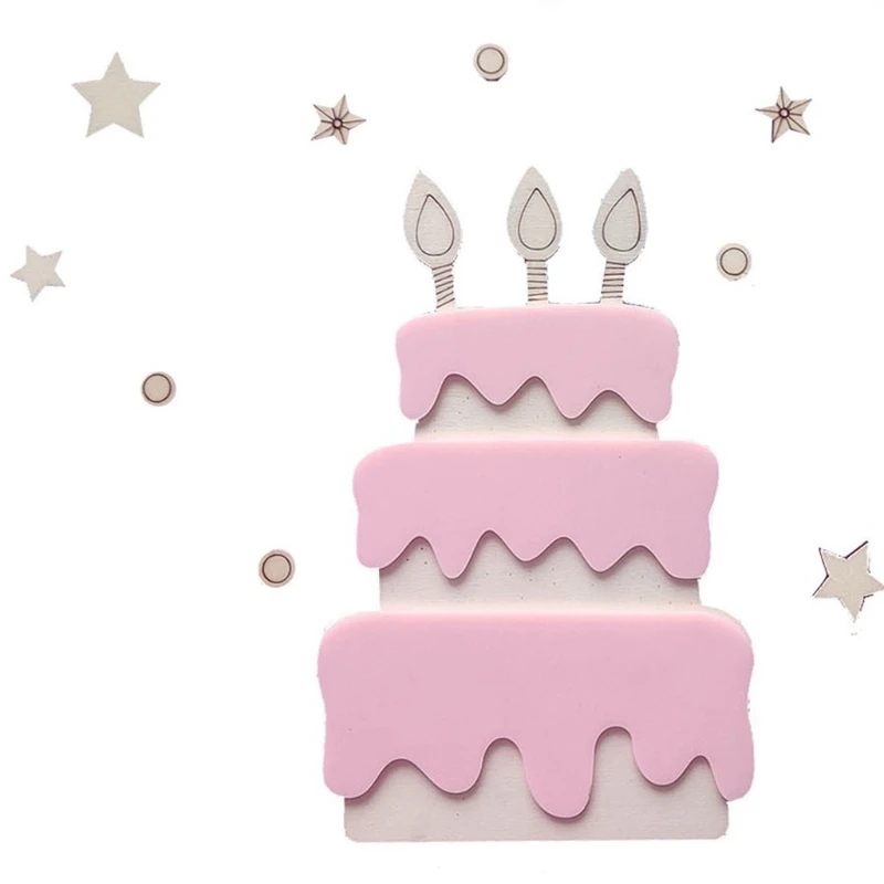 

Wooden Happy Birthday Party Decoration Cake Topper Background Wall Ornament Prop