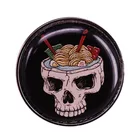 Цвет черный, темно-Ramen Лапша Череп знак Графический лапши череп и мозги чаша штырь отворотом Скелет вечерние ювелирные изделия