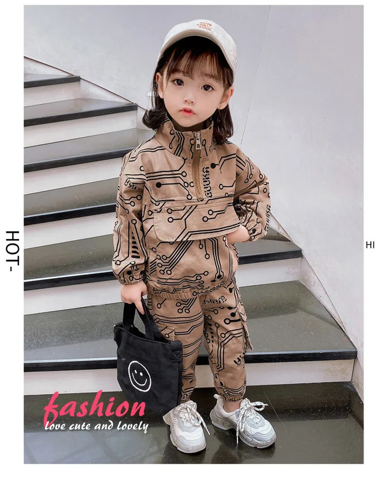 

Christmas Fashion Boys Girls Sports Tracksuit Spring Autumn Kids Children Casual Print Letters Coat and Pants Clothes Set Outfit