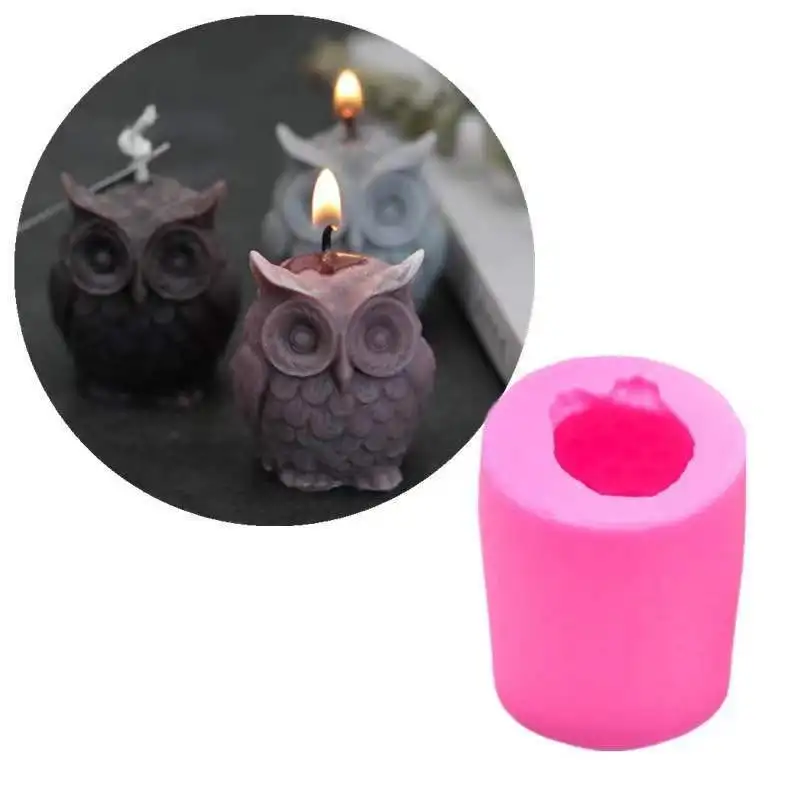 

3d Owl Scented Candle Scented Soap Plaster Decoration Silicone Mold Chocolate Soft Pottery Fondant Mold