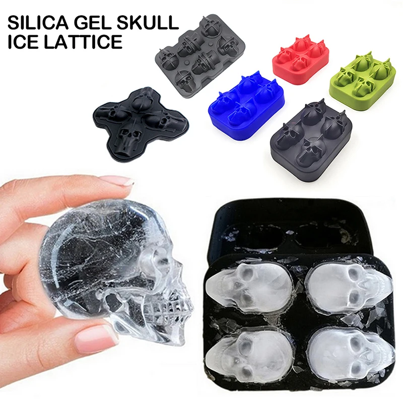 4 полость 3D Череп силиконовый лоток с формой для кубиков льда Бар &quotсделай сам&quot