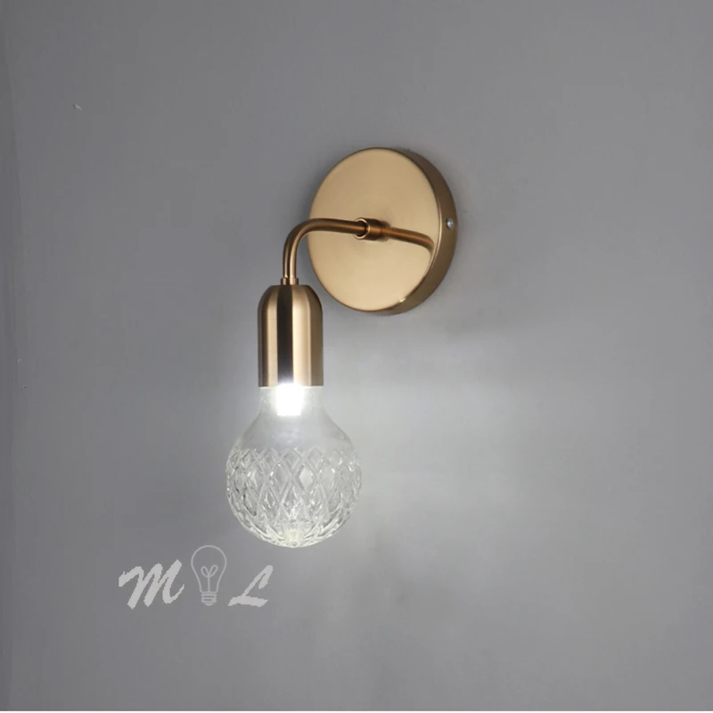 Современный стеклянный светильник Золотая стена + лампы лампа для ванной комнаты