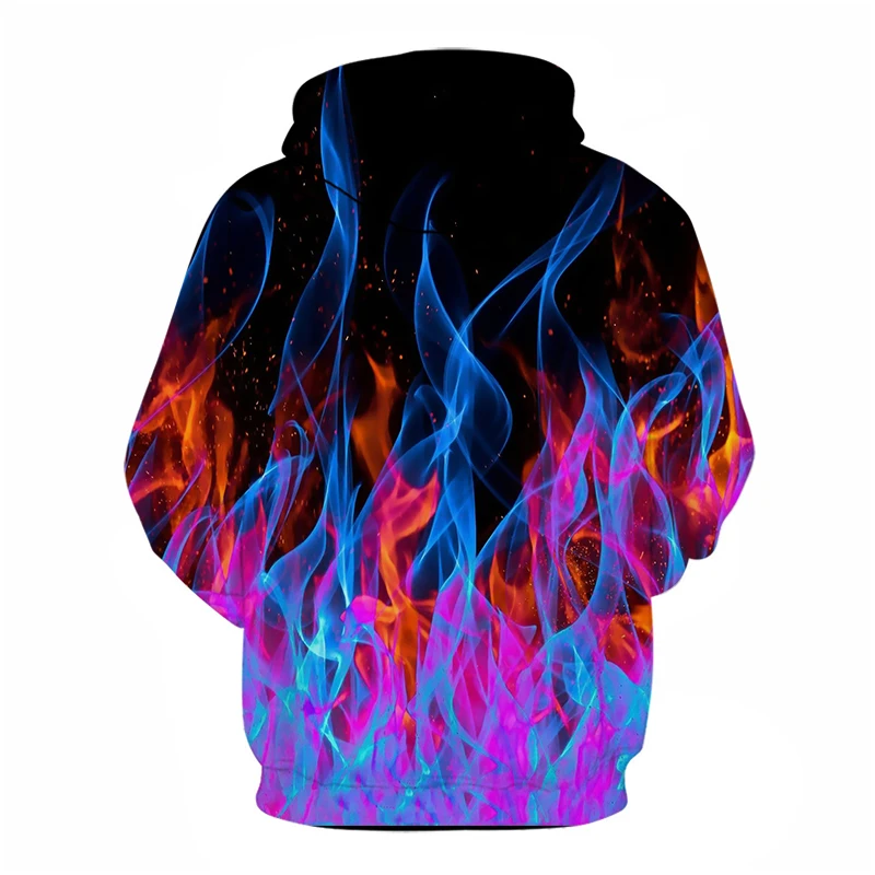 

2019 New Colorful Flame Hoodies 3D Sweatshirts Men Women Hooded Loose Velvet Autumn Winter Coat Streetwear Jackets Hoodies