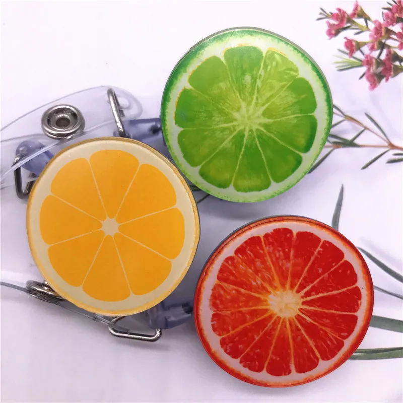 Colorful Cute fruit Retractable Pull Badge ID Lanyard Name Tag Card Holder Reels Key Ring Chain Clips student supplies | Канцтовары для