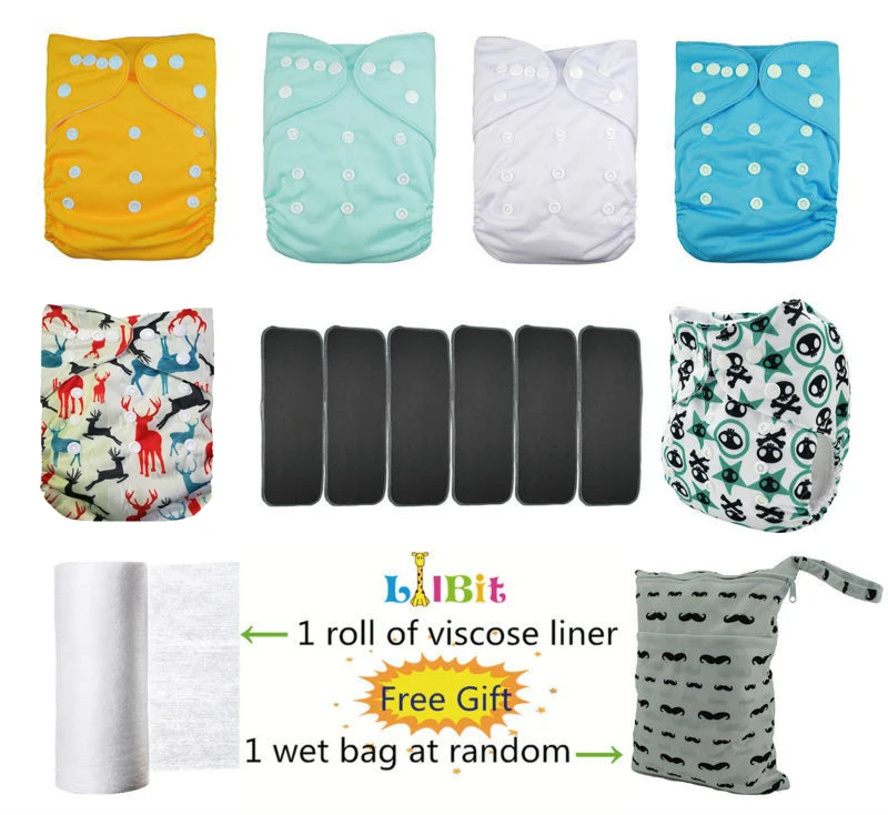 

2018 Новые 6 пятислойные бамбуковые угольные вкладыши и Детские 6 шт. один размер водонепроницаемые дышащие тканевые подгузники