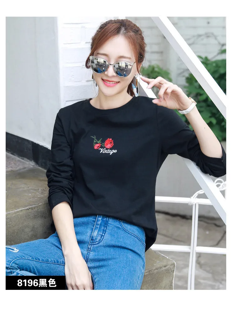 

T Shirt Women Top Shirts Long sleeve Casual Gray color Tshirt Striped Female O-neck T-Shirt Women's Tops Tee Shirt Femme Black
