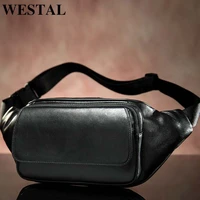 westal sheep genuine leather mens waist bags belt men waist pack male fanny pack black small hipbum bag leather waist bag 8917