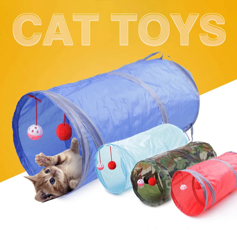 Складной Забавный туннель для домашних питомцев игровые трубки с 2 отверстиями