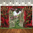 Фон для фотосъемки с изображением весеннего сада красной розы на День святого Валентина цветочный винтажный Ландшафтный фон Свадебный баннер для невесты