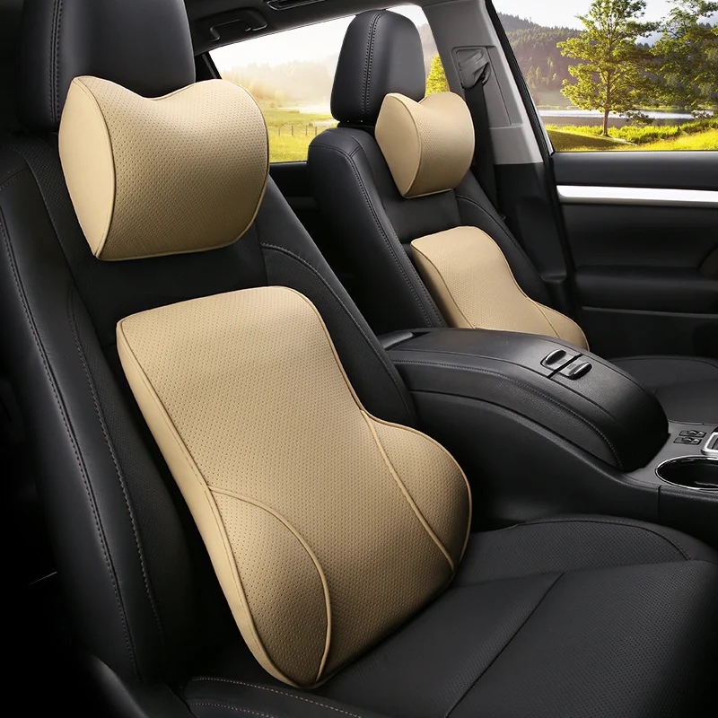 

Подставка для автомобильного сиденья из искусственной кожи, s Подушка для спины и подголовника, Шейная Подушка с эффектом памяти, поддержка ...