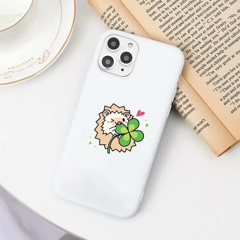

Kawaii Hedgehog Heart Cute Phone Case Candy Color White for iPhone 11 pro XS MAX 8 7 6 6S Plus X 5S SE 2020 XR