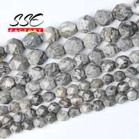 faceted gray map jaspers beads for jewelry making natural stone loose spacer beads diy bracelets necklaces accessories 6 8 10mm