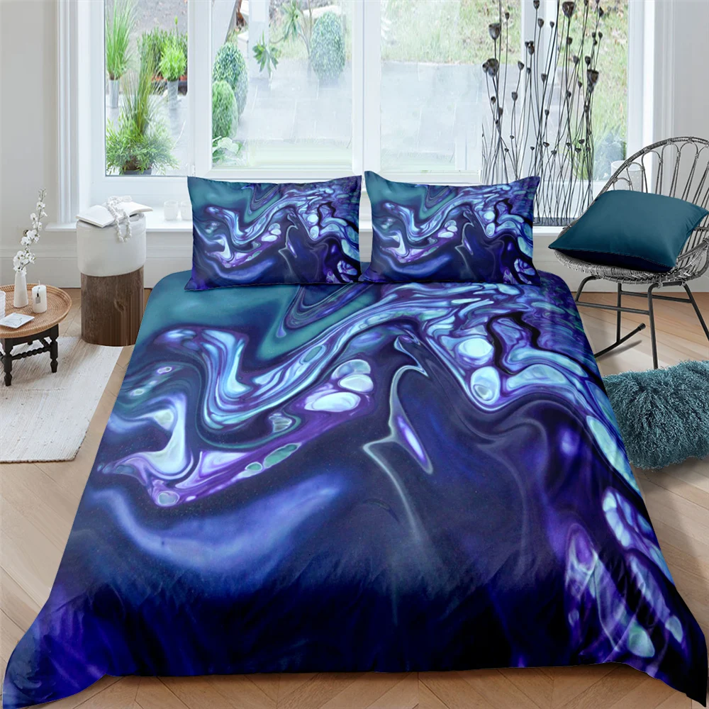 

2/3Pcs Marble Duvet Cover Set Lightweight Soft Polyester Geometric Comforter Cover 3D Bedding Set Twin Bedroom Home Textiles