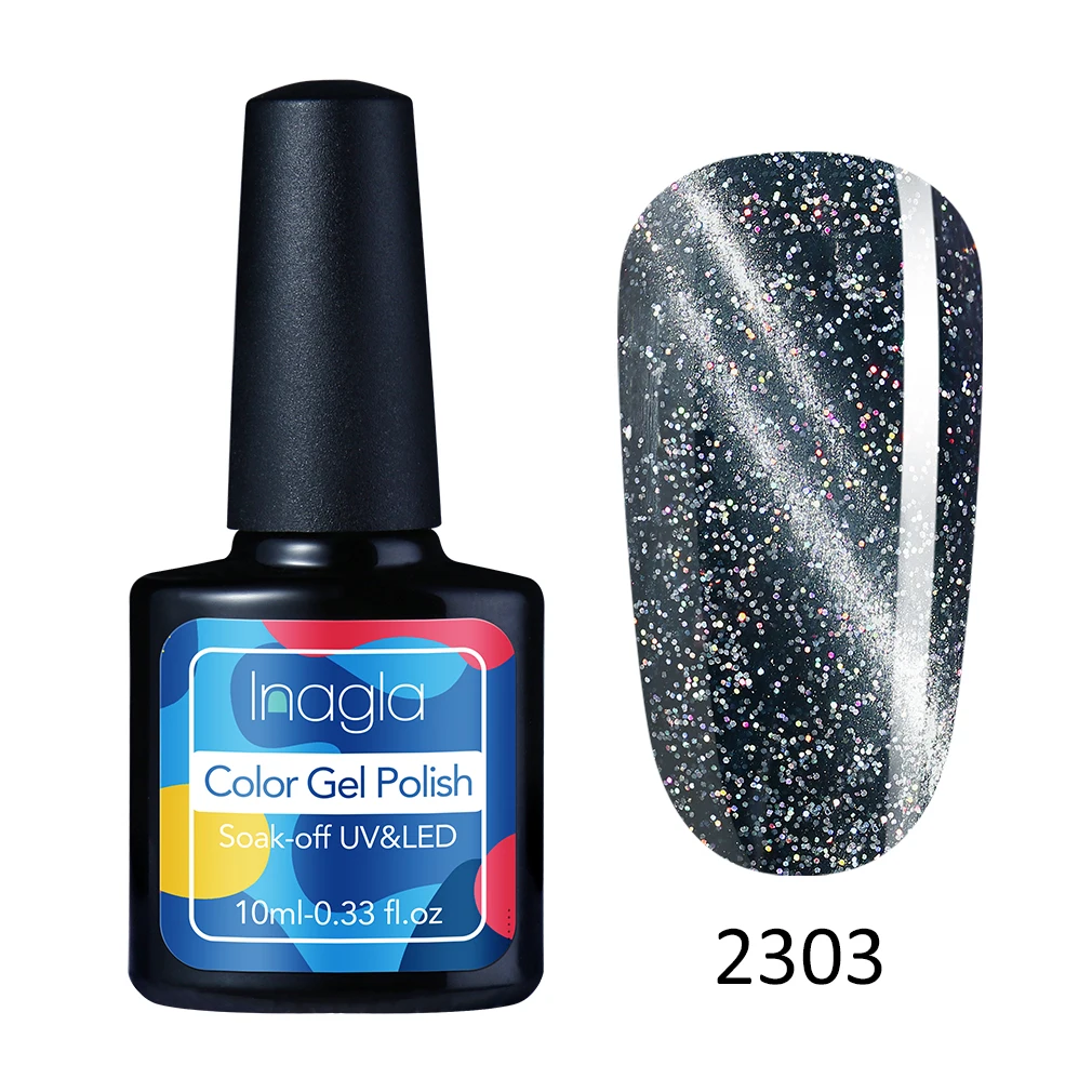 Inagla 10 мл Черный Алмазный Гель лак кошачий глаз SoCk Off Base Gel Top Coat для ногтей