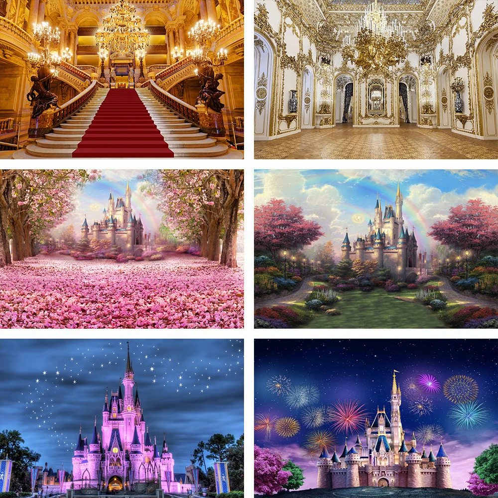 

Castle Palace Photography Backdrops Newborn Portrait Photo Wallpaper Girl Princess Birthday Decoration Background Photo Studio