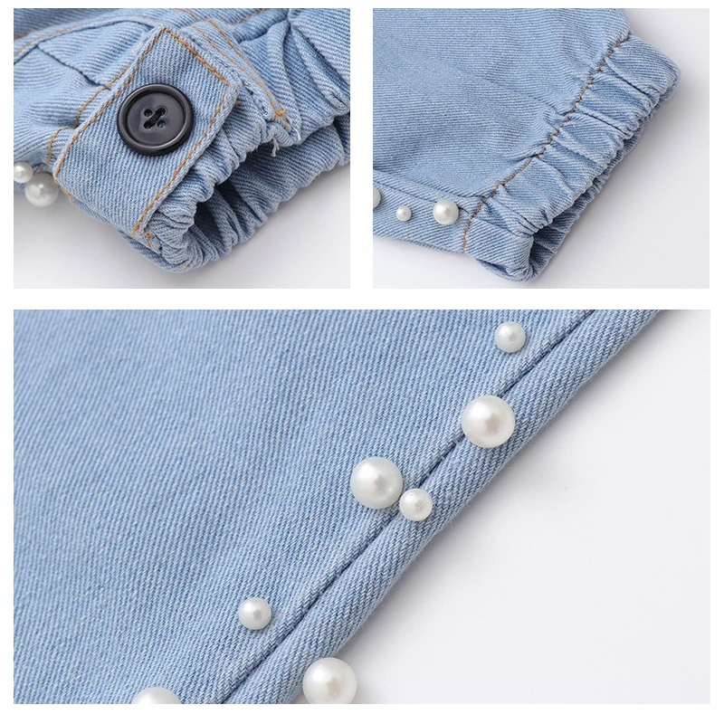 

Girls Jeans Spring Autumn Kids Trousers Girls Joker Beaded Jeans Fashion Girls Clothes Children Denim Pants 4 6 8 10 12 Years