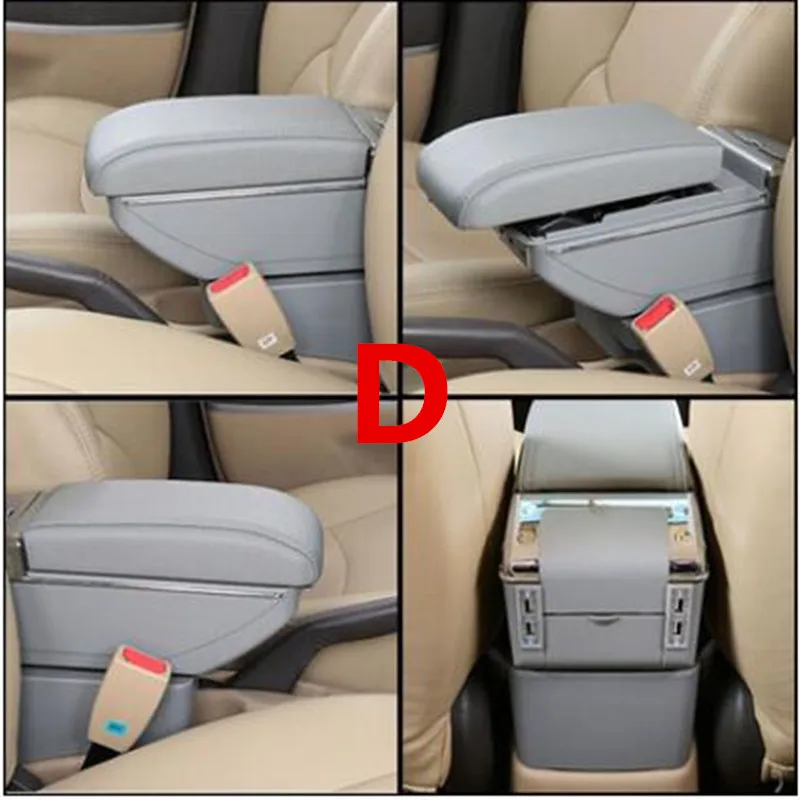 D style gray Для mitsubishi colt подлокотник коробка зарядка через usb увеличивает двухслойный центральный магазин содержание держатель стакана, пепельница аксессуары - Название цвета: D style gray