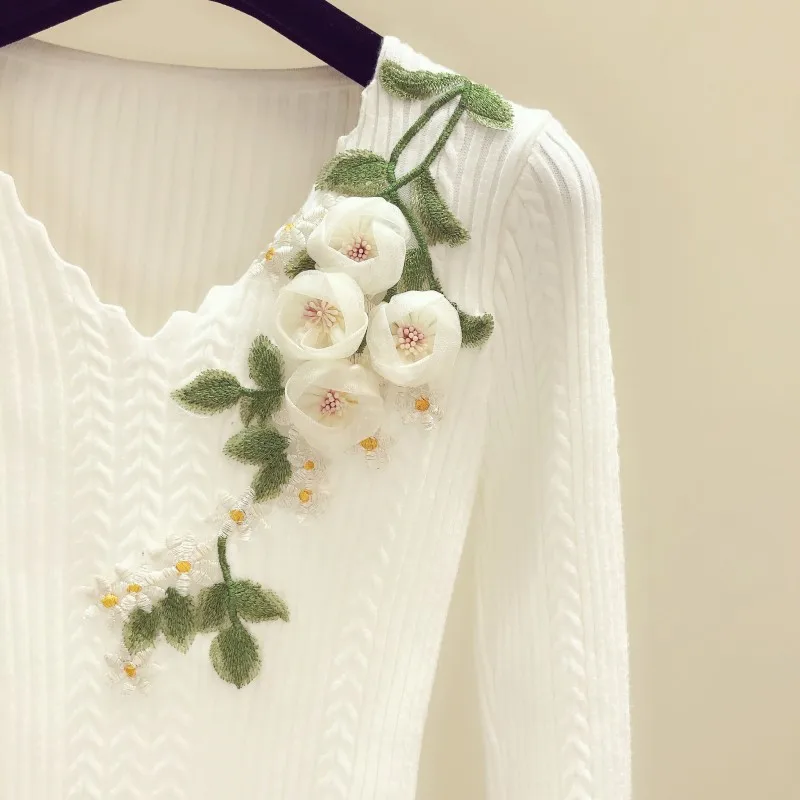 Новинка Платье с цветочным узором для свитер женская осенняя и зимняя ручной