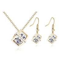summer cube hook earrings studs and pendant for women girls wedding jewelery set gift