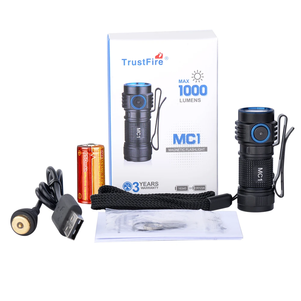 저렴한 오리지널 TrustFire MC1 미니 1000Lm 토치 플래시 라이트 Led 브랜드 충전식 작업 라이트, 마그네틱 손전등