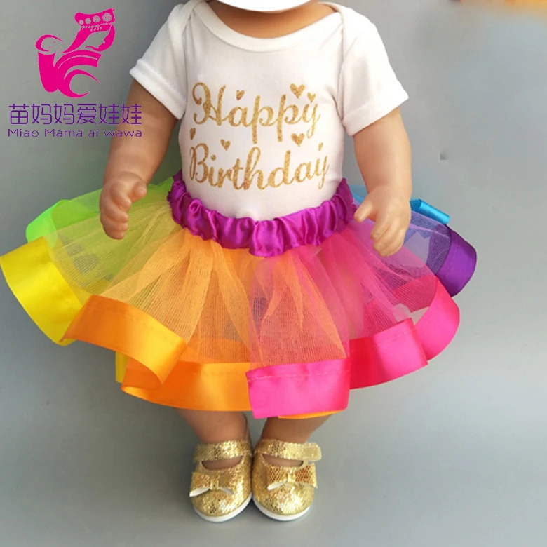 Платье куклы для 43 Bebe кукла с радугой и оголовье Набор 18 дюймовой девушки платье