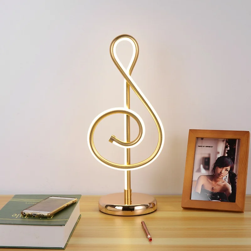 

LED Table Lamp Three-color Dimming Musical Note Desk Light Aluminum Eye Protection Reading Lamp EU/US/UK Plug 110-220V